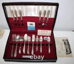 1847 Rogers Bros Silverplate DAFFODIL Flatware Set in Box wPamphlet Cards 50 pc