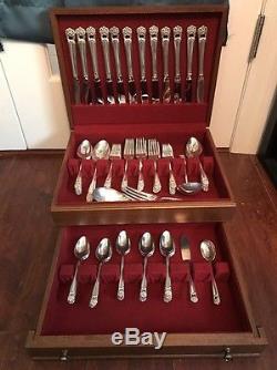 1847 Rogers Bros Silverplate Flatware ETERNALLY YOURS 80 Pc Set/walnut Chest