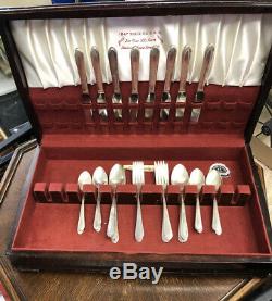 1847 Rogers Bros Silverplate Silverware 1939 Lyric II Pattern 37 Pc Set Withchest