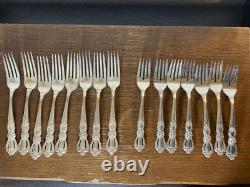 1847 Rogers Bros Silverware Set Heritage 49 pc withIntricate Carved Wooden Box