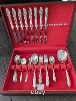 1847 Rogers Bros. Springtime Silverplate Flatware 46 pcs Set Complete with Box