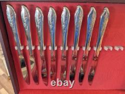 1847 Rogers Bros. Springtime Silverplate Flatware 46 pcs Set Complete with Box