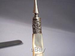 1847 Rogers Bros Sterling Silver Mounts Mother Pearl Flatware Forks Knives
