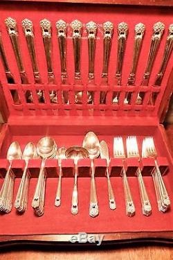 1847 Rogers ETERNALLY YOURS Silverplate Flatware Set Service for 12 w Orig Chest