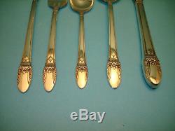 1847 Rogers FIRST LOVE Silverplate Flatware Set with Chest 54 Pcs Excellent Cond
