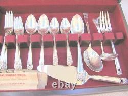 1847 Rogers Silverplate Flatware 1941 ETERNALLY YOURS Svc for 8 Chest 10 Serving