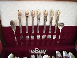 1847 Rogers Silverplate Grille Set Service for 8 First Love w Sterling Knives