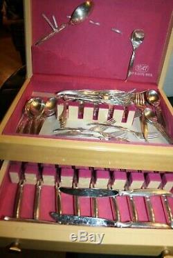 1847 rogers bros flair set vintage silverware flatware with wood case 65 pieces