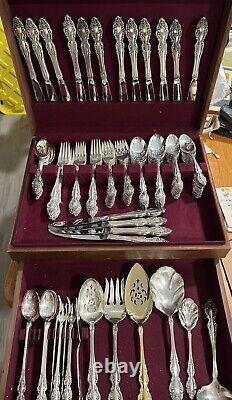 1881 Rogers Oneida Baroque Rose Silverware Set Silverplate112 Pieces