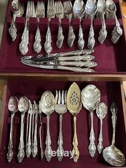 1881 Rogers Oneida Baroque Rose Silverware Set Silverplate112 Pieces