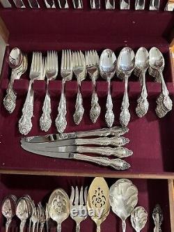 1881 Rogers Oneida Baroque Rose Silverware Set Silverplate112 Pieces