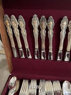 1881 Rogers Oneida Baroque Rose Silverware Set Silverplate112 Pieces