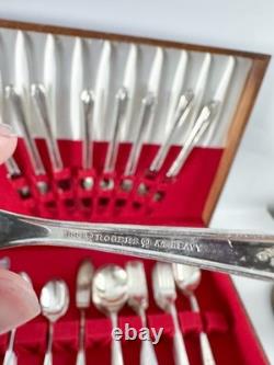 1881 Rogers Oneida KESWICK Silverplate Flatware Art Deco 53 Pc VGC