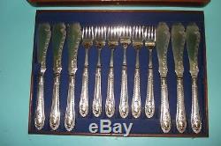 1895 Art Nouveau Briddon Brothers UK Silver P knife Fork cutlery box set canteen