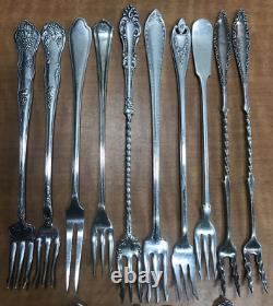 18 Long 7-8 Antique to Vintage Silverplated SEAFOOD APPETIZER PICKLE FORKS
