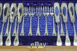 18pc Set Victorian English Silverplate Fish Fork and Knife with Fish Servers