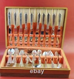 1929 Holmes & Edwards Inlaid IS Charm 88 Pcs Silverware/Server Set with Case