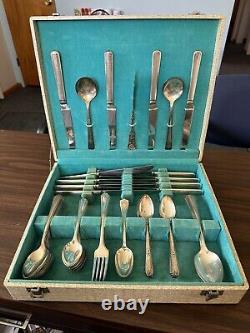 1930's Vintage SENATE PLATE Silverware 70 pieces Mixed Set with Case