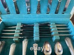 1930's Vintage SENATE PLATE Silverware 70 pieces Mixed Set with Case