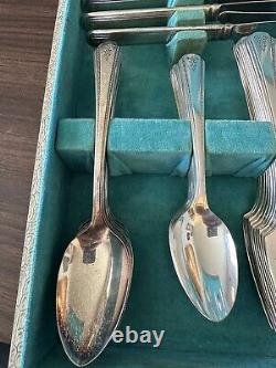 1930's Vintage SENATE PLATE Silverware 70 pieces Mixed Set with Case