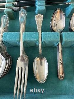 1930's Vintage SENATE PLATE Silverware 70 pieces Mixed Set with Case