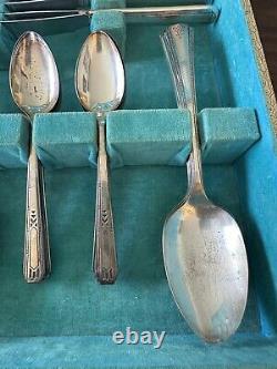 1930's Vintage SENATE PLATE Silverware 70 pieces Mixed Set with Case