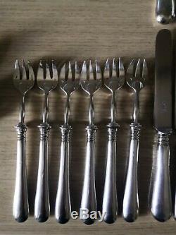 1935 Christofle Fidelio Baguette Silver Plated 62 piece cutlery set ladle oyster