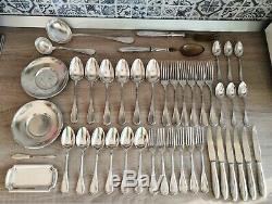 1935 Christofle Rubans ribbons Silver Plated 44 piece cutlery set ladle salad