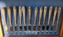 1937 International Silver Co A1 Rose and Leaf Silverplate Flatware Set 80pc Case