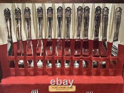 1938 Holmes & Edwards IS Inlaid Silver Plate Flatware 12 Place Set 81 PC & Case