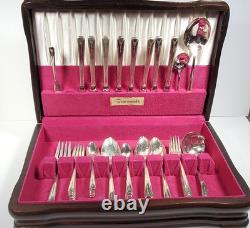 1940's 55 Piece Community Silverplate MILADY Silverware Set With Wood Chest