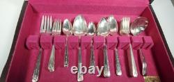 1940's 55 Piece Community Silverplate MILADY Silverware Set With Wood Chest