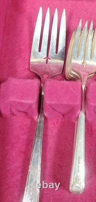 1940's 55 Piece Community Silverplate MILADY Silverware Set With Wood Chest