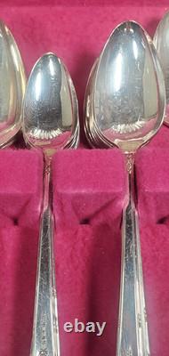 1940's 55 Piece Community Silverplate MILADY Silverware Set With Wood Chest