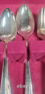 1940's 55 Piece Community Silverplate MILADY Silverware Set With Wood Chest