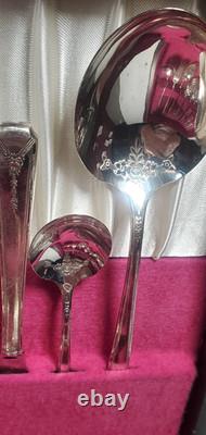 1940's 55 Piece Community Silverplate MILADY Silverware Set With Wood Chest