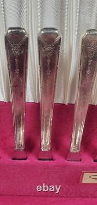 1940's 55 Piece Community Silverplate MILADY Silverware Set With Wood Chest