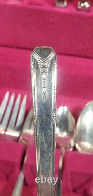 1940's 55 Piece Community Silverplate MILADY Silverware Set With Wood Chest