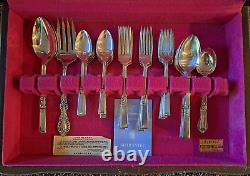 1940s 55Pc Silver Plate Flatware, Walnut Case ONEIDA COMMUNITY Silverware Set