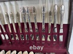 1940s First Love Silverplate 113 piece Set Chest 1847 Rogers Bros Flatware