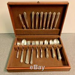 1949 NSC King Edward Moss Rose 52-Piece Silverplate Flatware Set for 8 with Box