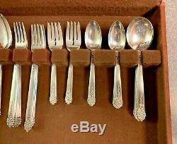 1949 NSC King Edward Moss Rose 52-Piece Silverplate Flatware Set for 8 with Box