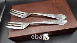1950s Hefra Poland Warsaw Postmodern Silverplated Forks Set of 6 in Box-Rare