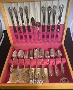 1953 Jubilee Wm Rogers International 52 Piece Dinner Flatware Silverware Set