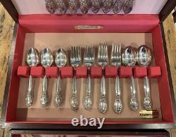 1953 Oneida Ballard Community Plate Silverware Set 7035 Mahogany Chest 56 pcs