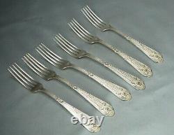19c. Art Nouveau German Argonid Silverplate Dinner Forks Flatware Set Thistle