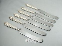 19c. Art Nouveau German Argonid Silverplate Dinner Knife Flatware Set Thistle