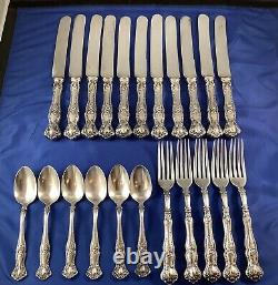 22 pc Rogers Vintage Grape Silverplate HH Blunt Blade Knives HH Forks Teaspoons