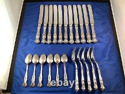 22 pc Rogers Vintage Grape Silverplate HH Blunt Blade Knives HH Forks Teaspoons