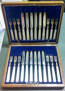 24 Piece Knives & Forks Set Mother Of Pearl Handles Greenwell Sundelan England